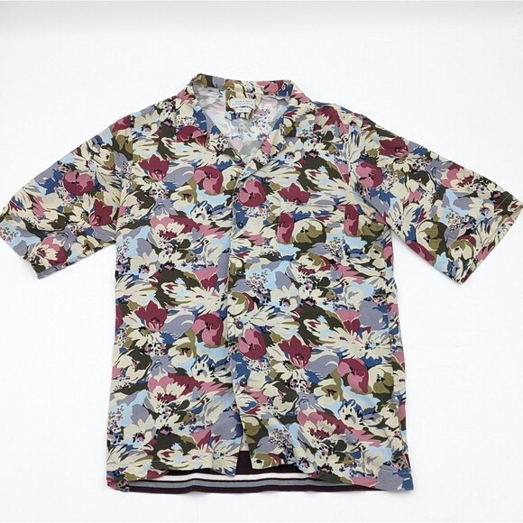 Zara Tropical Floral Men's Short Sleeve Collared Button Down Shirt Size Medium - Picture 1 of 5